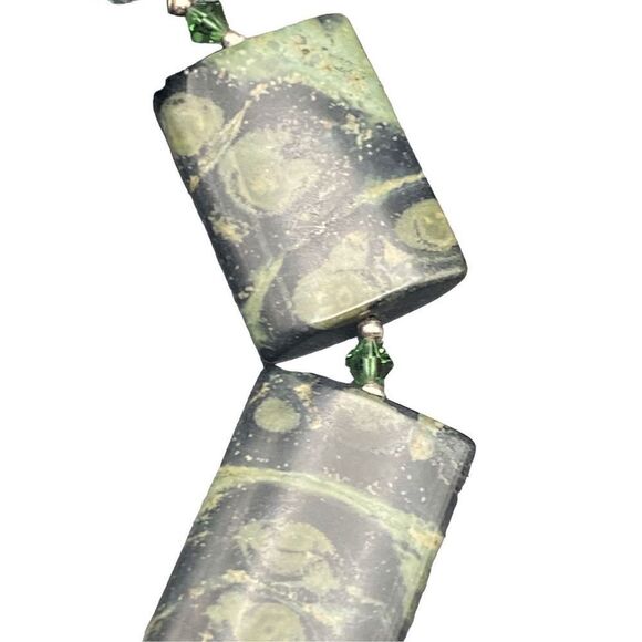 Kambamba green crocodile jasper bracelet silver toggle clasp small - Picture 4 of 8